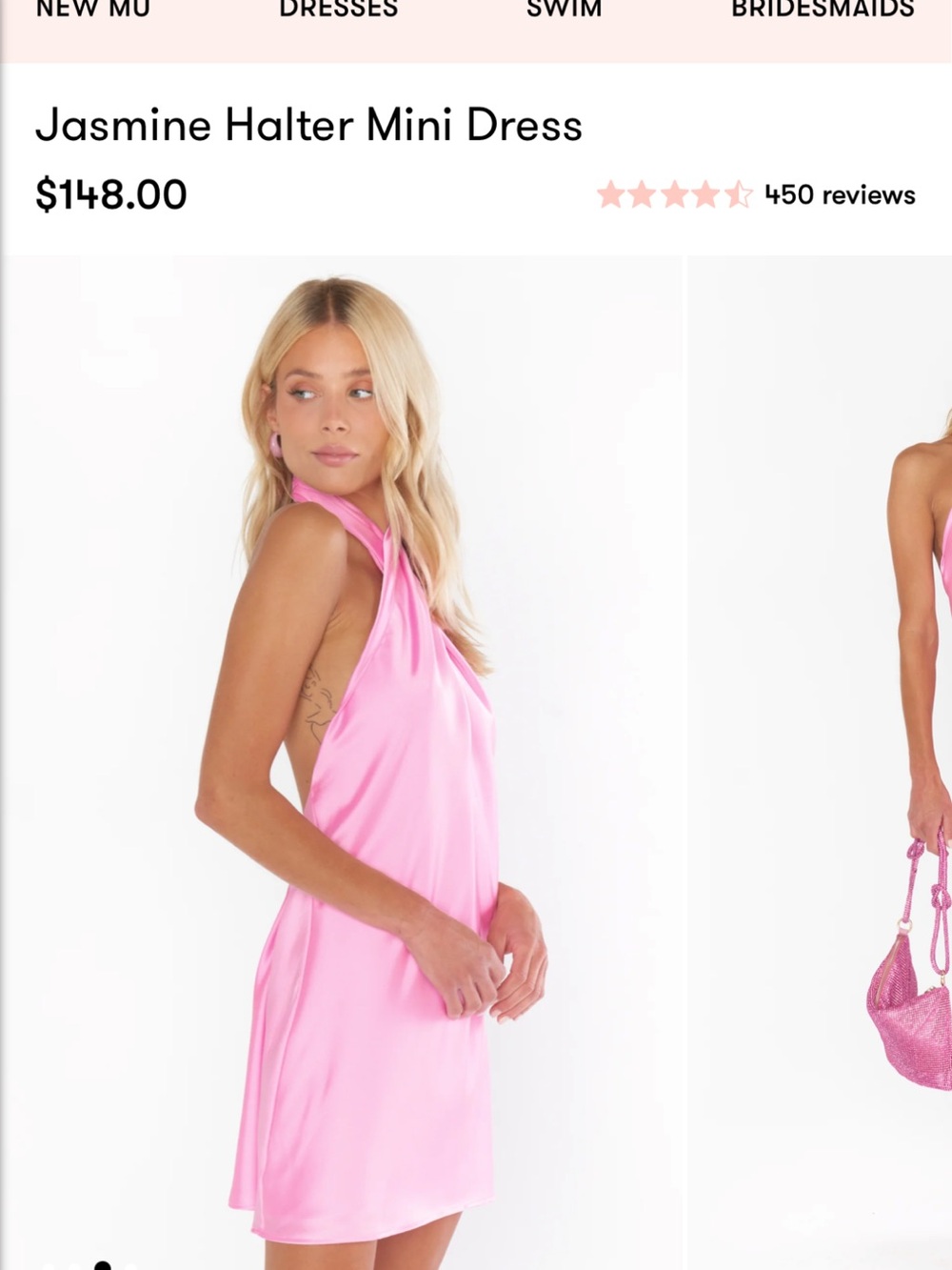 Show Me Your MuMu Jasmine Halter Mini Dress - Pink - Picture 2 of 7